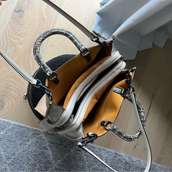 Coach Rouge Beige Tote with Snakeskin Accents - Picture 7 of 17